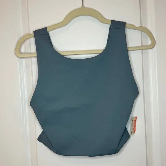🔥 Free People Movement Open Back Crop Top - Slate Blue - Size M - NWT 💪💙 - Picture 5 of 9